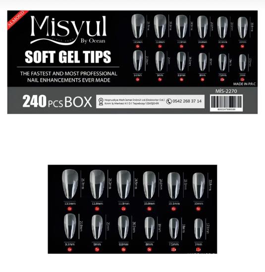 Soft Yeni Nesil Jel Tips Almond 240 Box